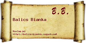 Balics Bianka névjegykártya